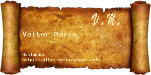Valter Mária névjegykártya